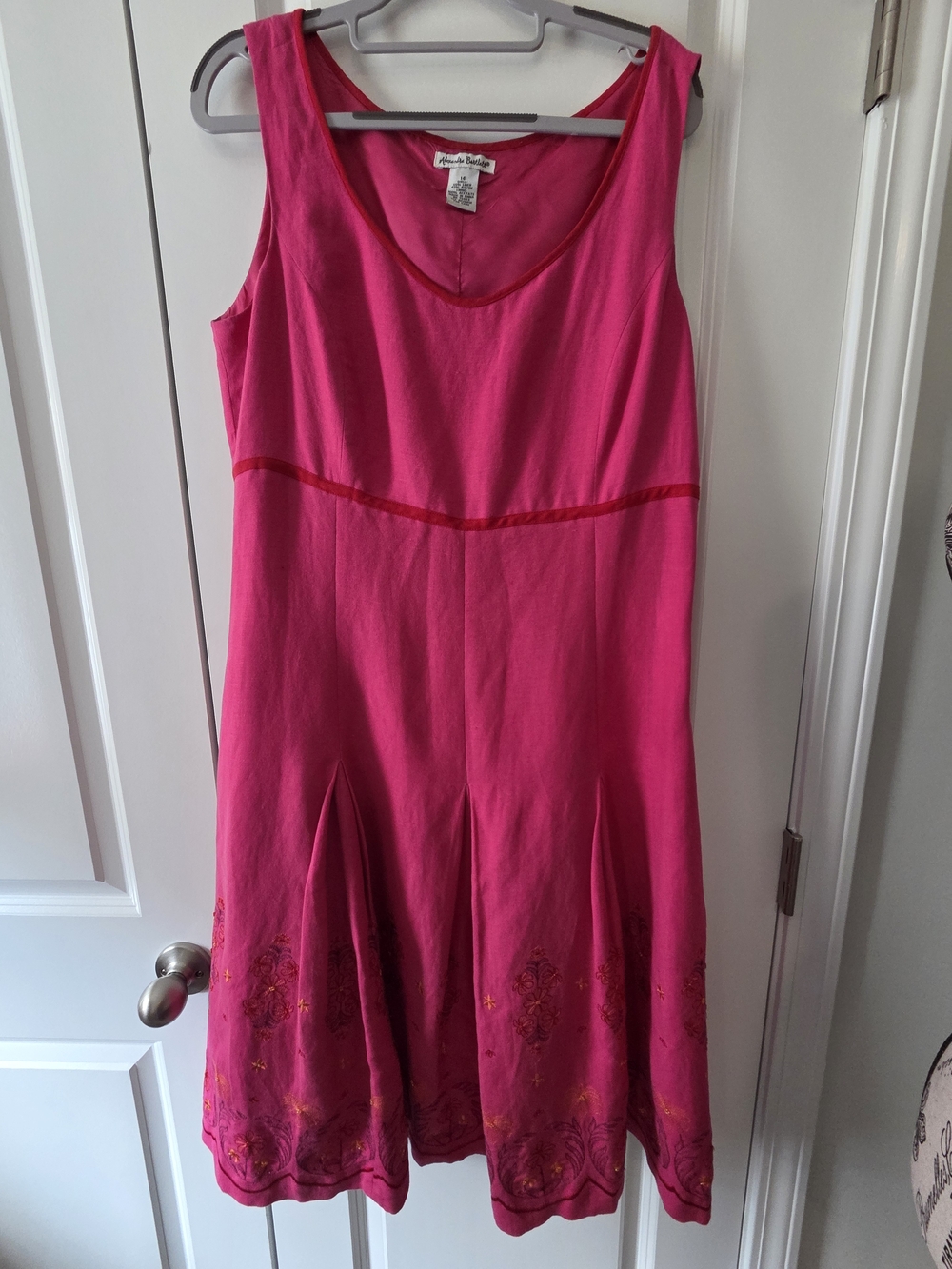Alexandra Bartlett Hot Pink Embroidered Sleeveless Dress